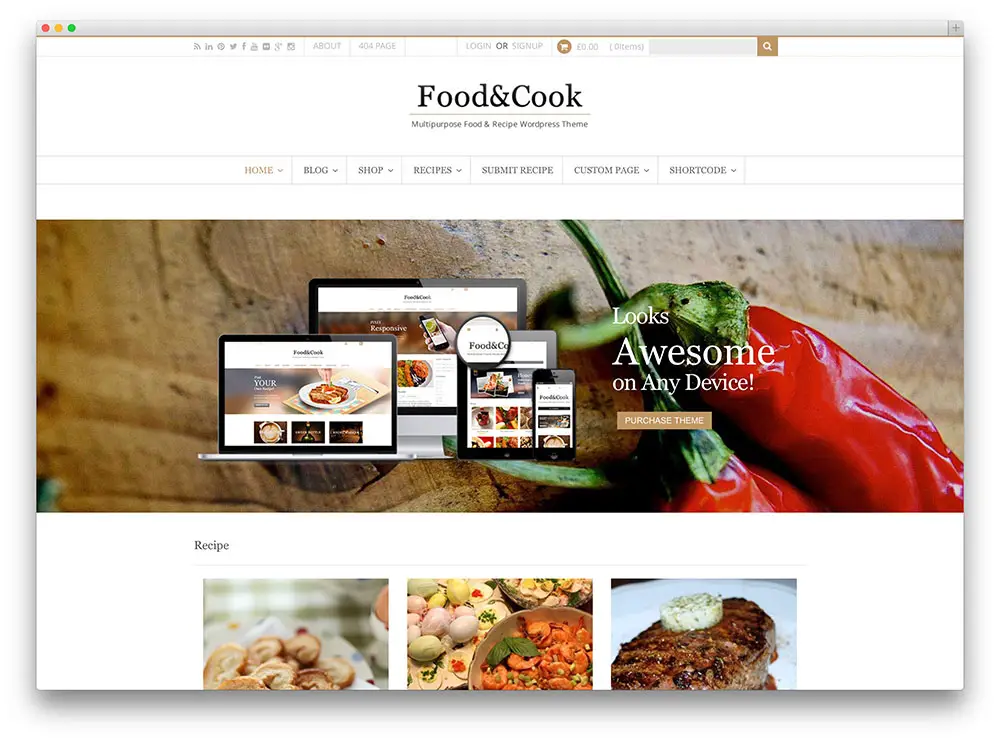 food and cook WP theme