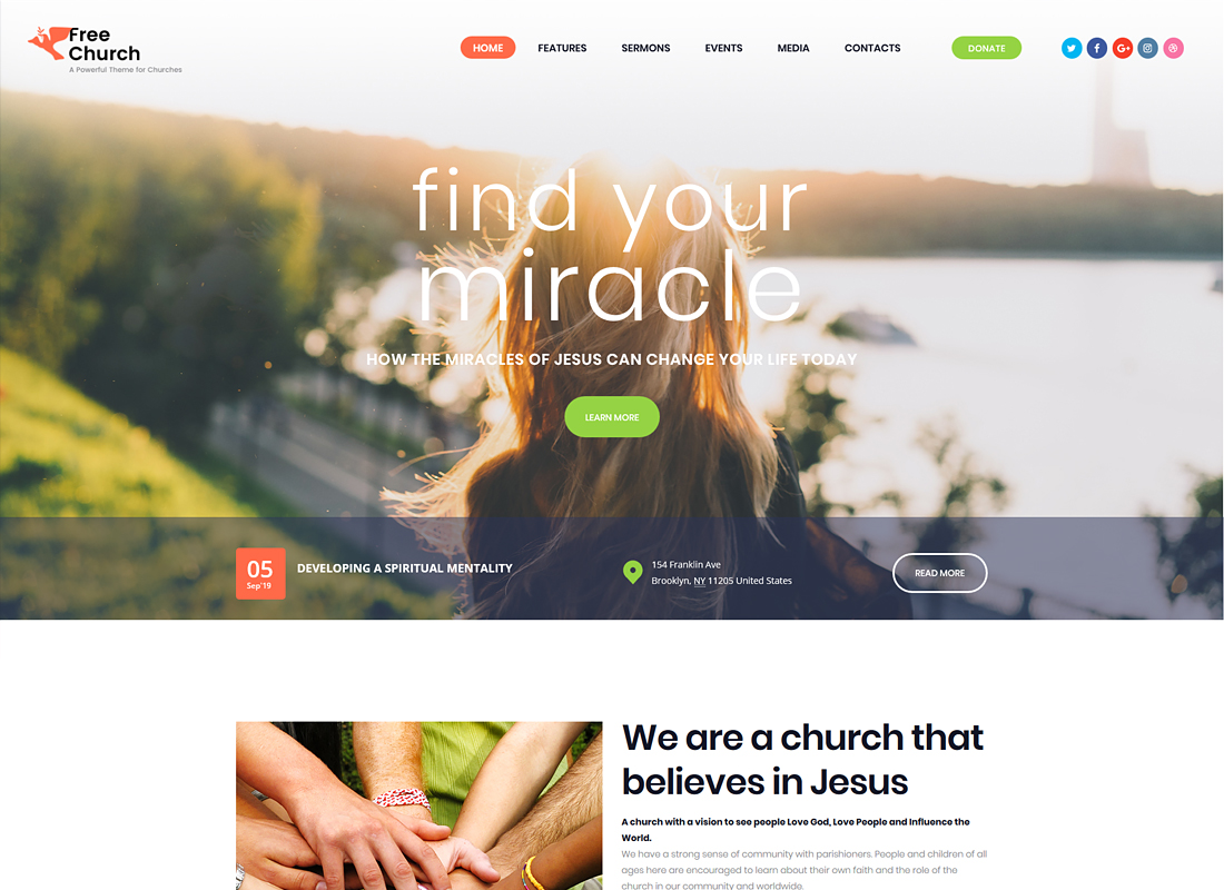 Free Church - Thème WordPress pour religion et charité