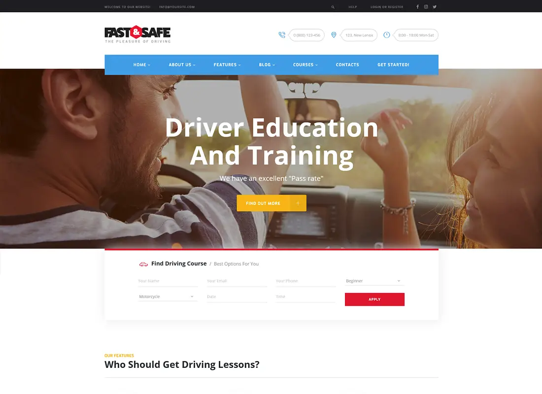 Fast & Safe - Auto-école Thème WordPress