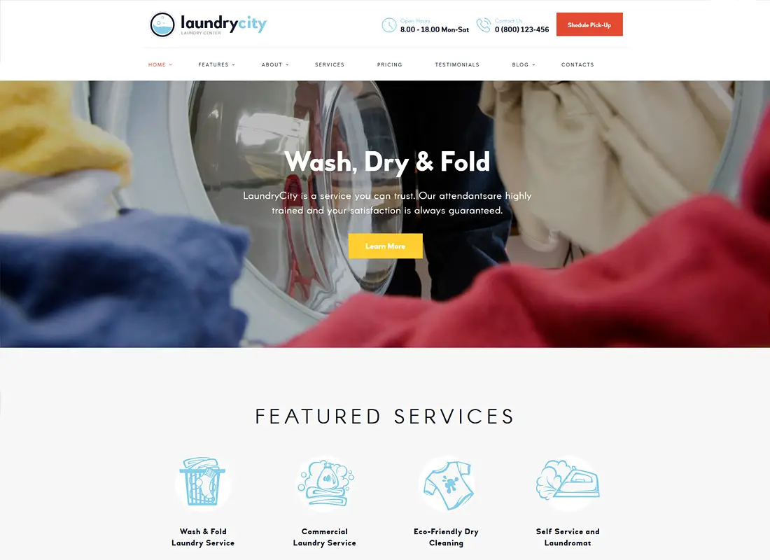 Laundry City - Thème WordPress pour services de blanchisserie et de nettoyage à sec