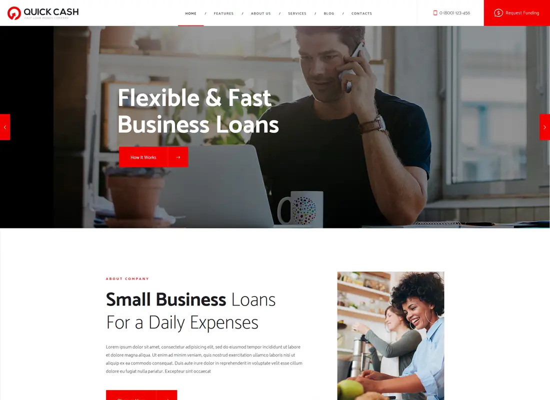 Quick Cash | Thème WordPress pour société de prêt et finance
