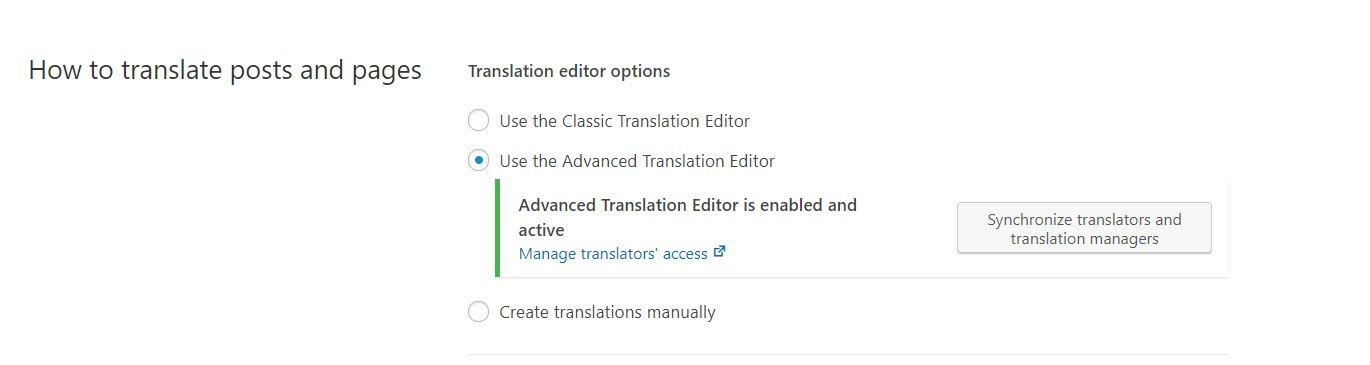 Activer l'éditeur de traduction avancé.