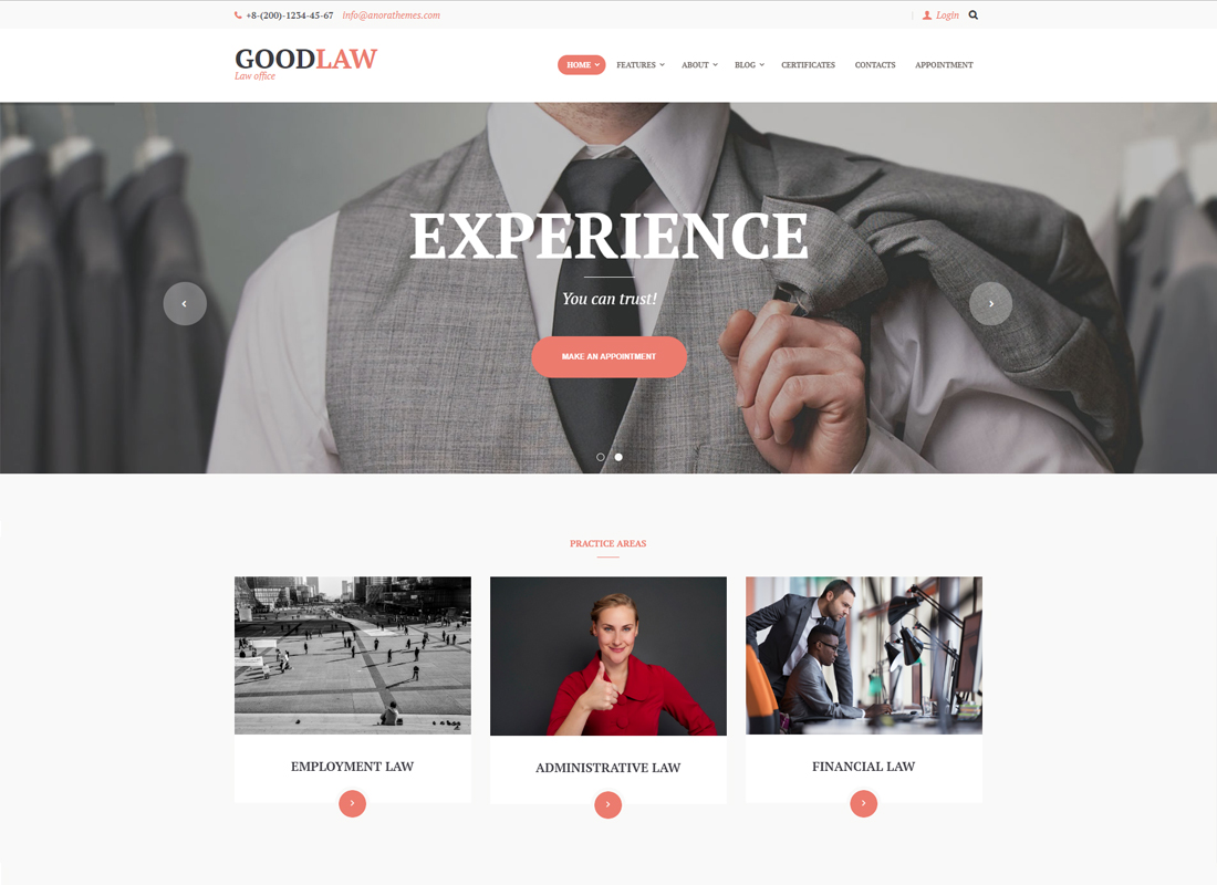 GoodLaw | Un thème WordPress pour avocats et conseillers juridiques