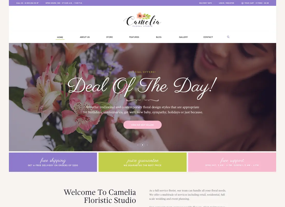 Camelia | Un thème WordPress pour un fleuriste en studio