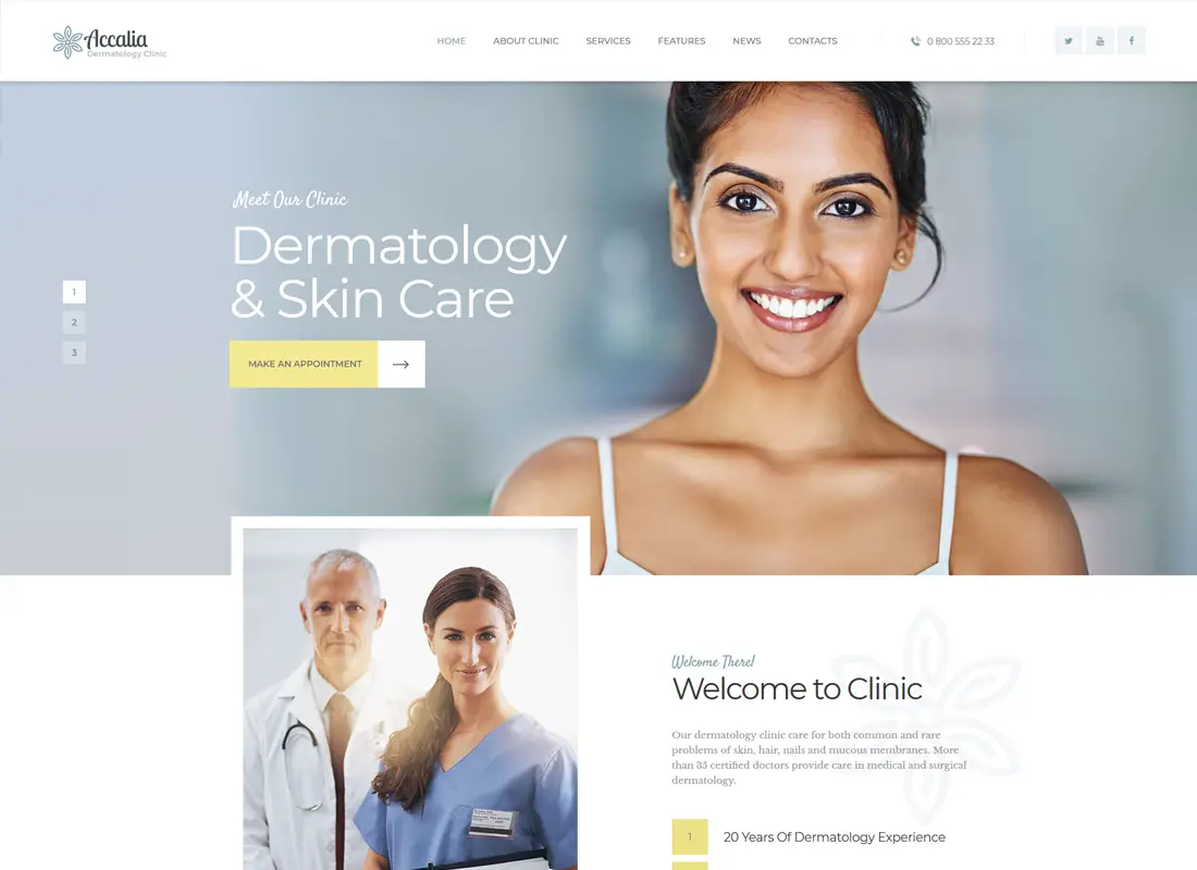 Accalia | Thème WordPress pour la clinique de dermatologie