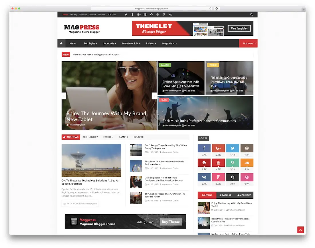 magpress free blogger template