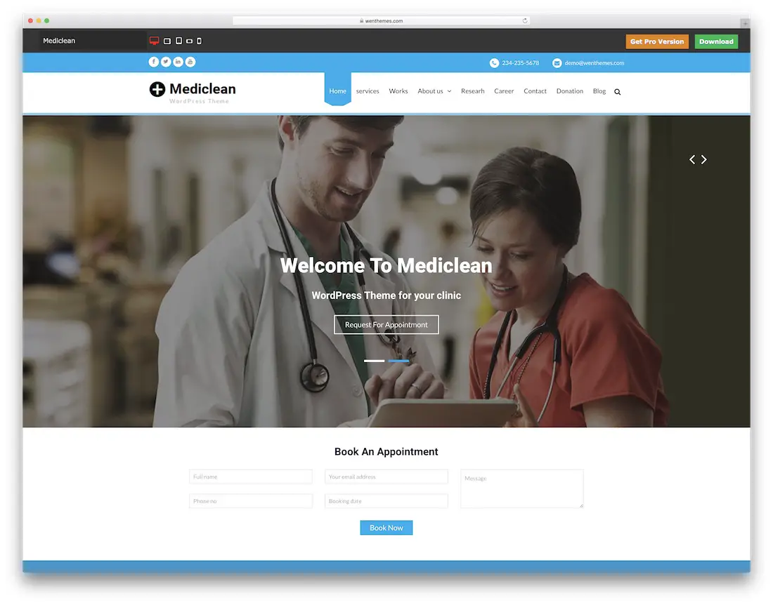 modèle de site médical gratuit mediclean