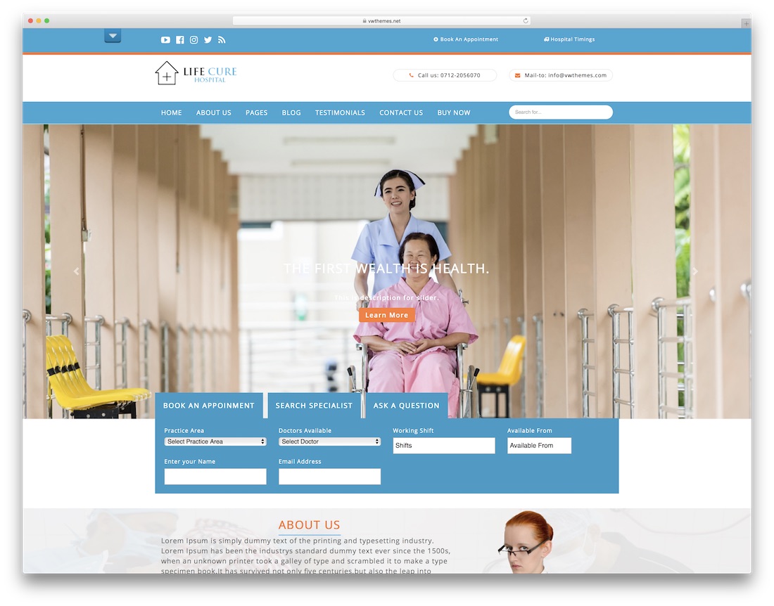 modèle de site Web médical gratuit hôpital vw