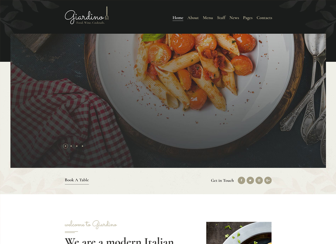 Giardino - Un thème WordPress pour les restaurants et cafés italiens