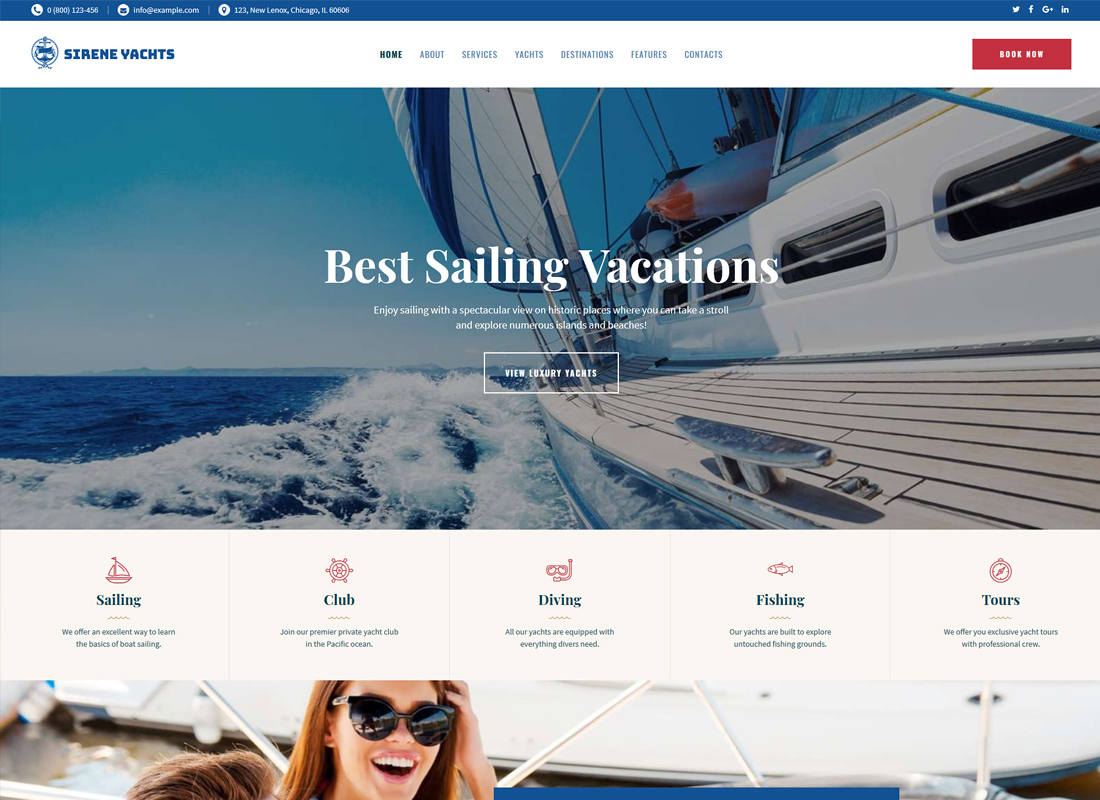 Sirene - Thème WordPress - Services de location de bateau et de location de bateaux