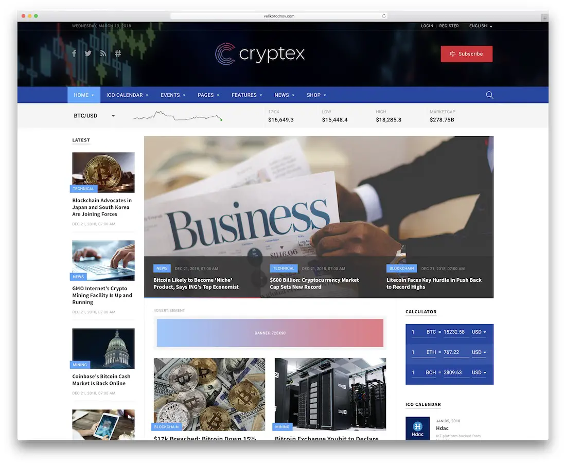 modèle de site internet cryptex news