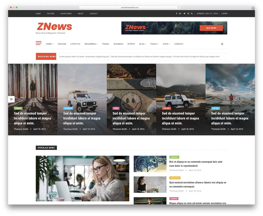 modèle de site Web de nouvelles znews