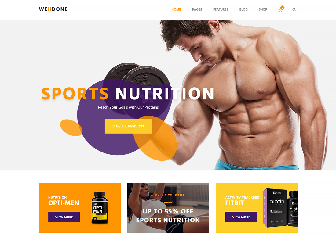 Welldone - Magasin de sport et de conditionnement physique Nutrition et suppléments Thème WordPress