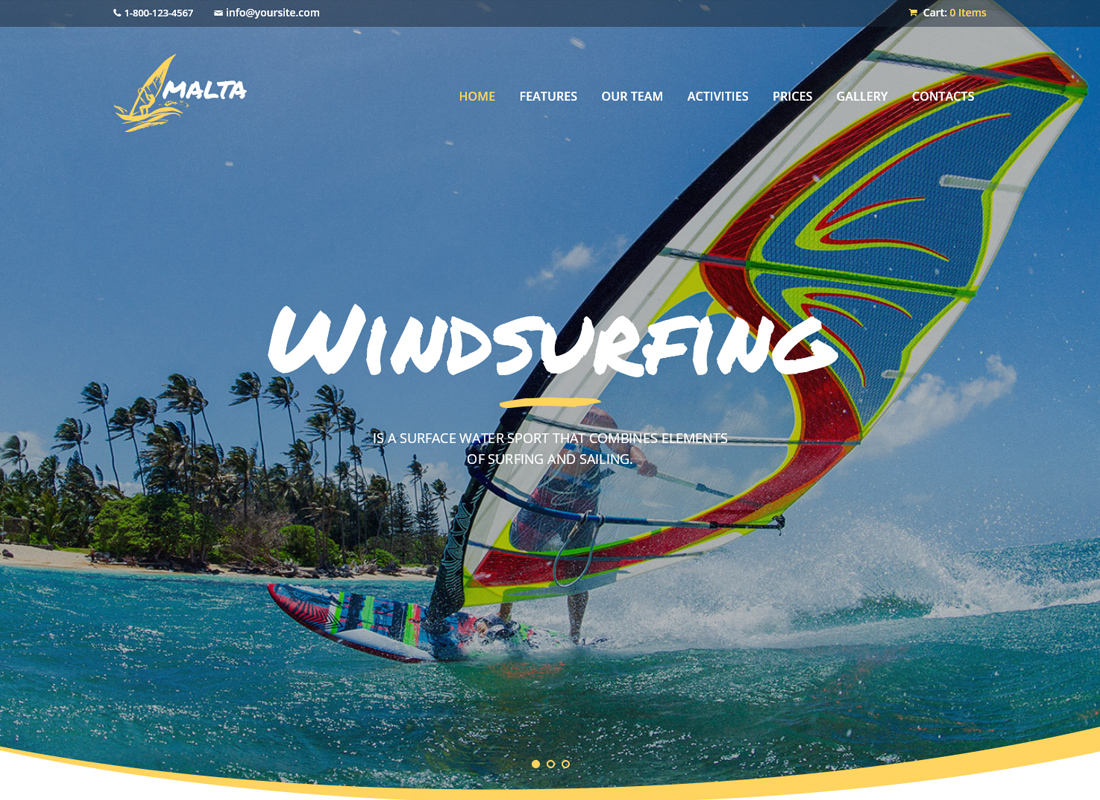 Malte - Centre de Windsurf, Kitesurf et Wakesurf Thème WordPress