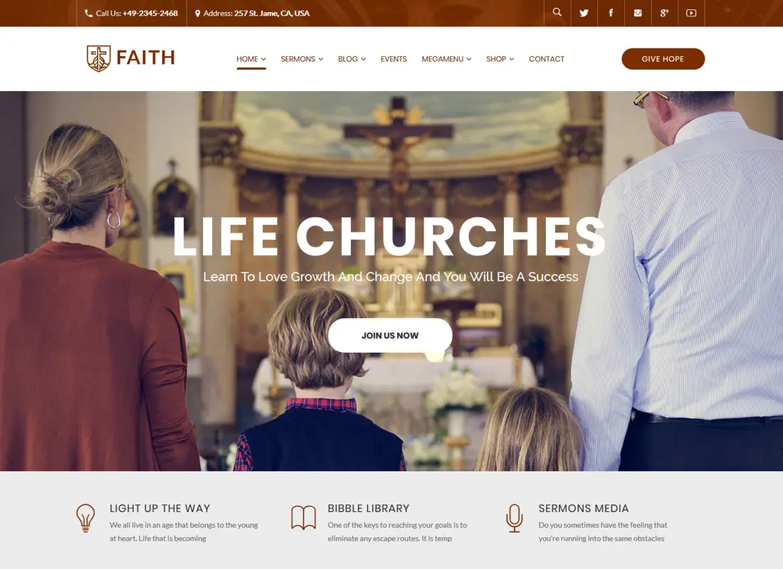 Life Churches - Thème WordPress pour les églises et les événements