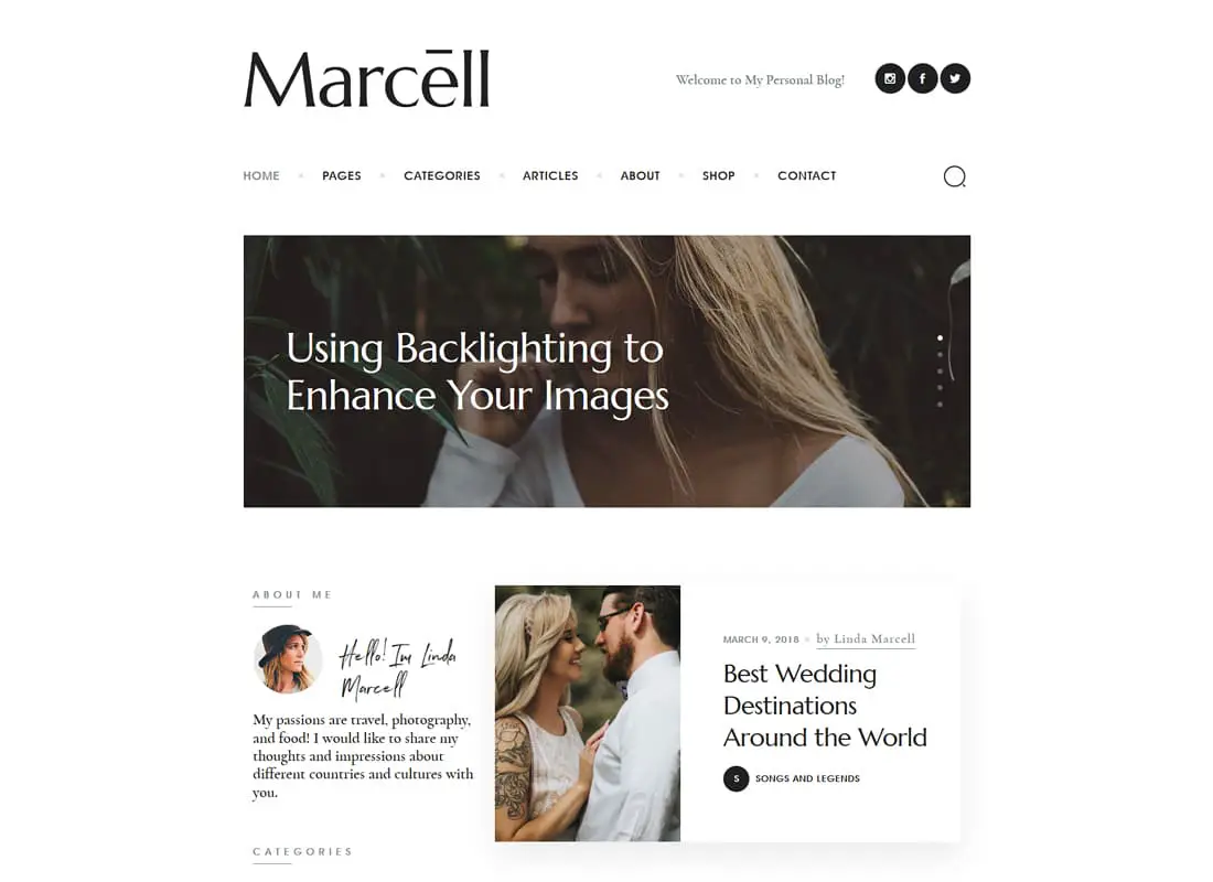 Marcell | 20+ layouts Multi-Concept Blog personnel et thème de WordPress pour magazines