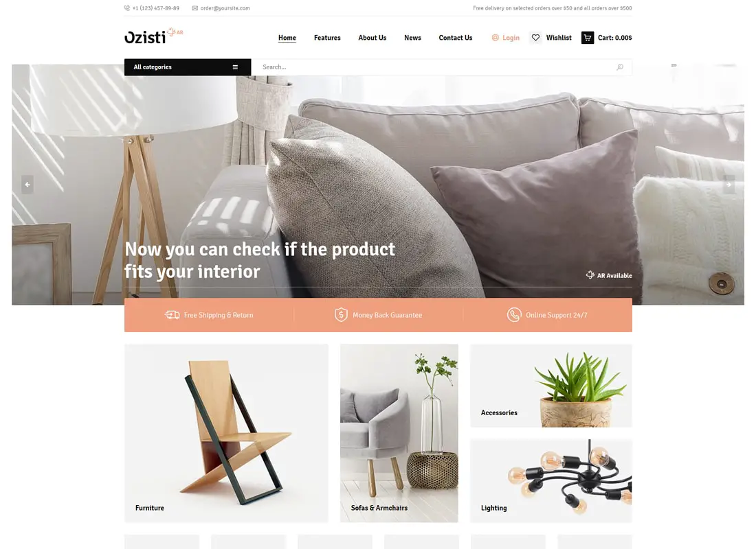 Ozisti | Un thème WordPress Multi-Concept WooCommerce Prêt pour la réalité augmentée