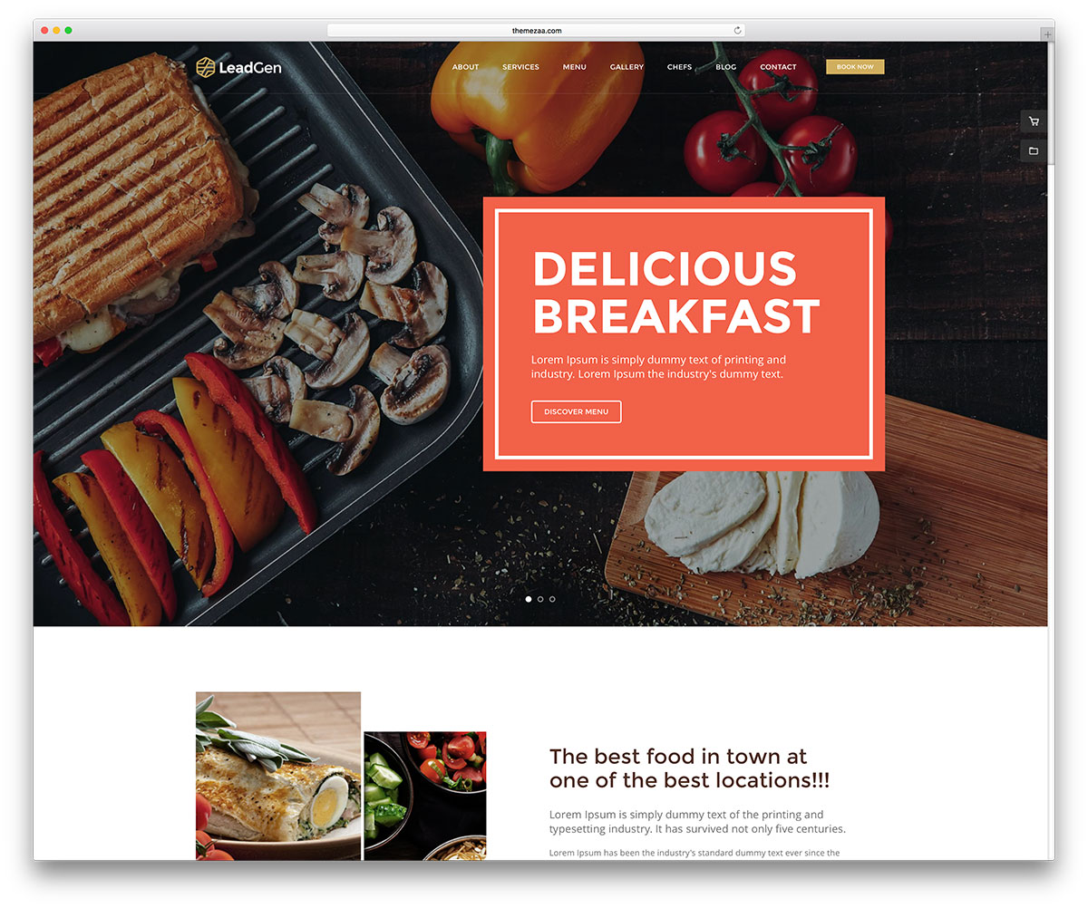 24 meilleurs modèles de sites Web de restaurants HTML5, 2019 3