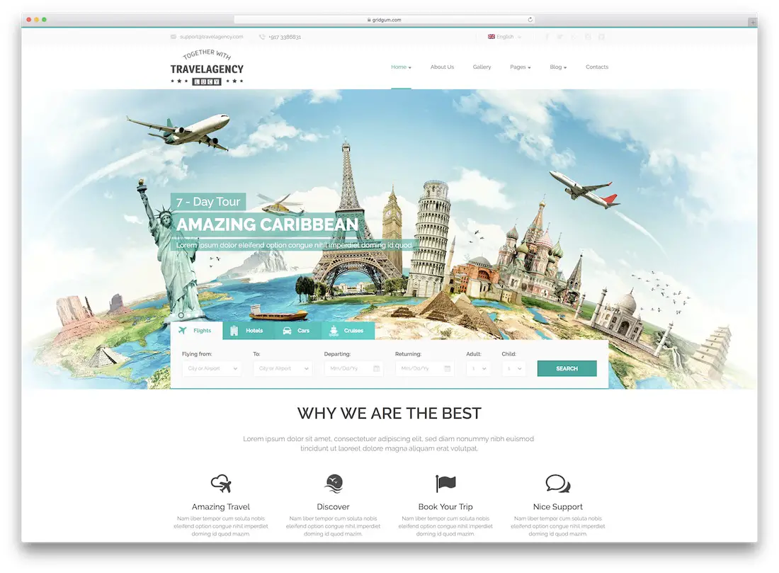 modèle de site web d'agence de voyages