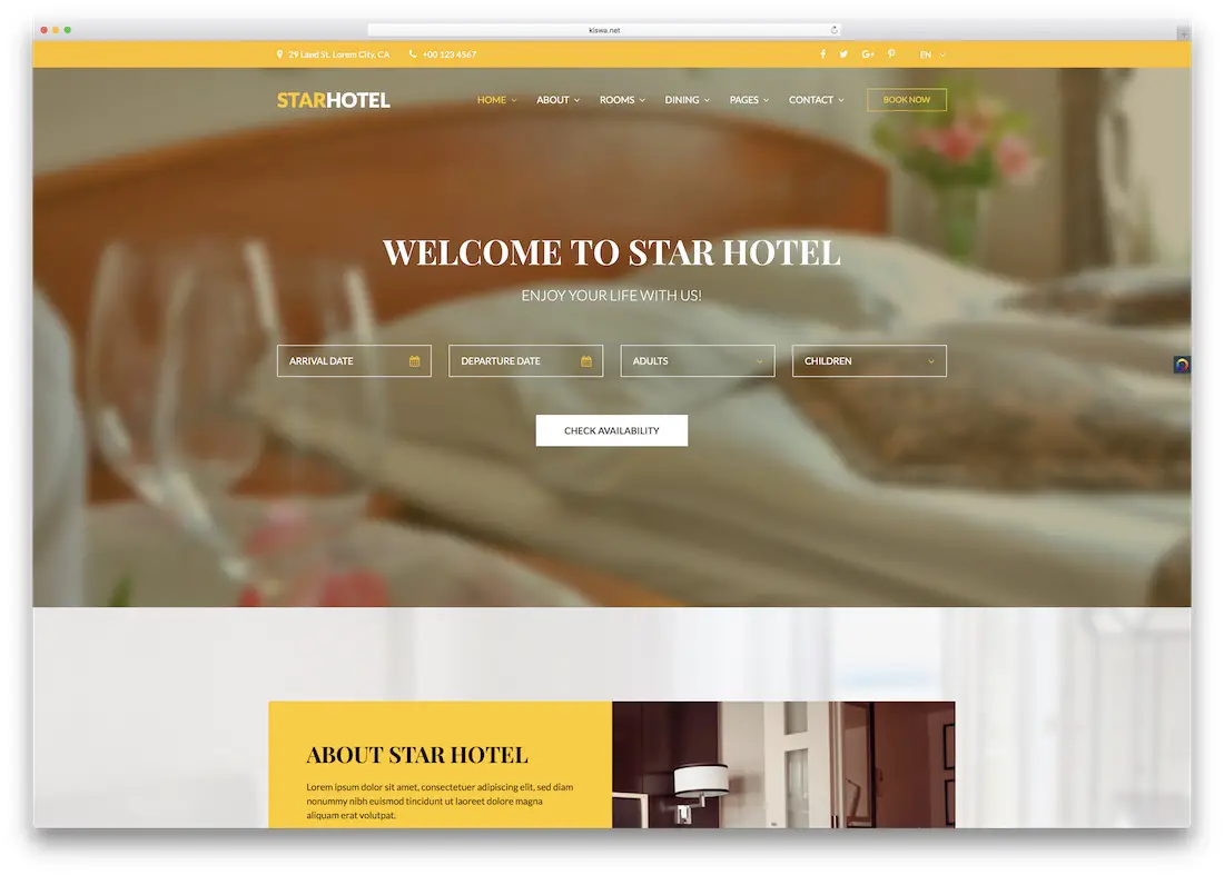 modèle de site star hotel html5