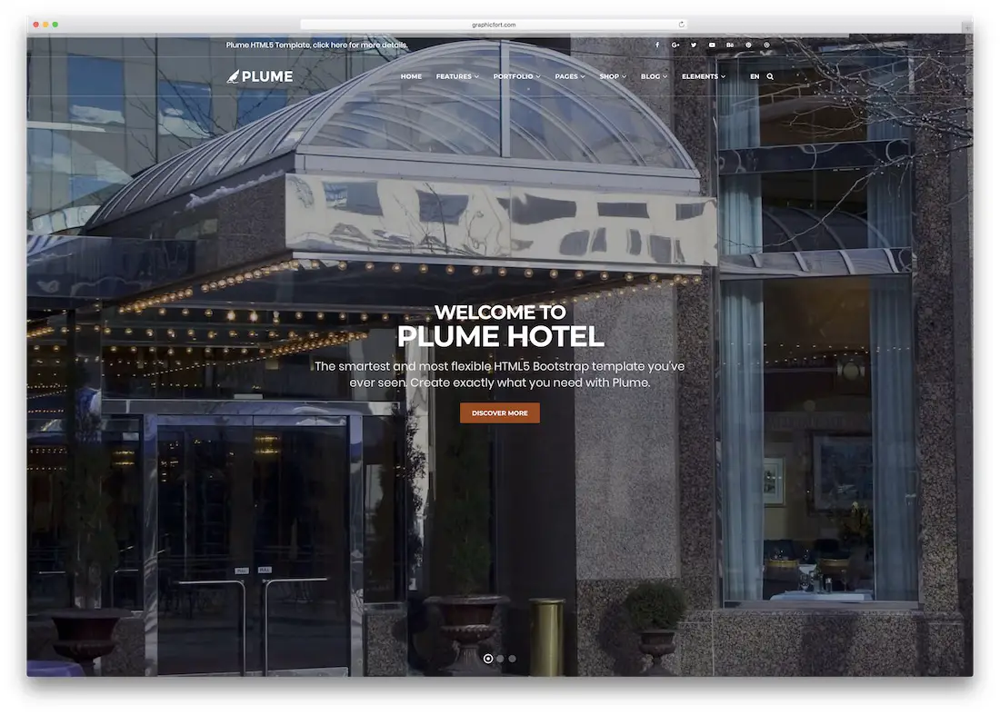 modèle site web hôtel plume html5