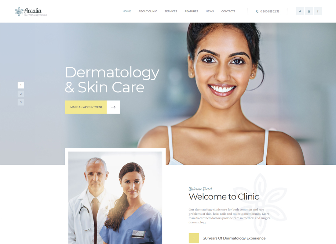 Accalia | Thème WordPress pour la clinique de dermatologie