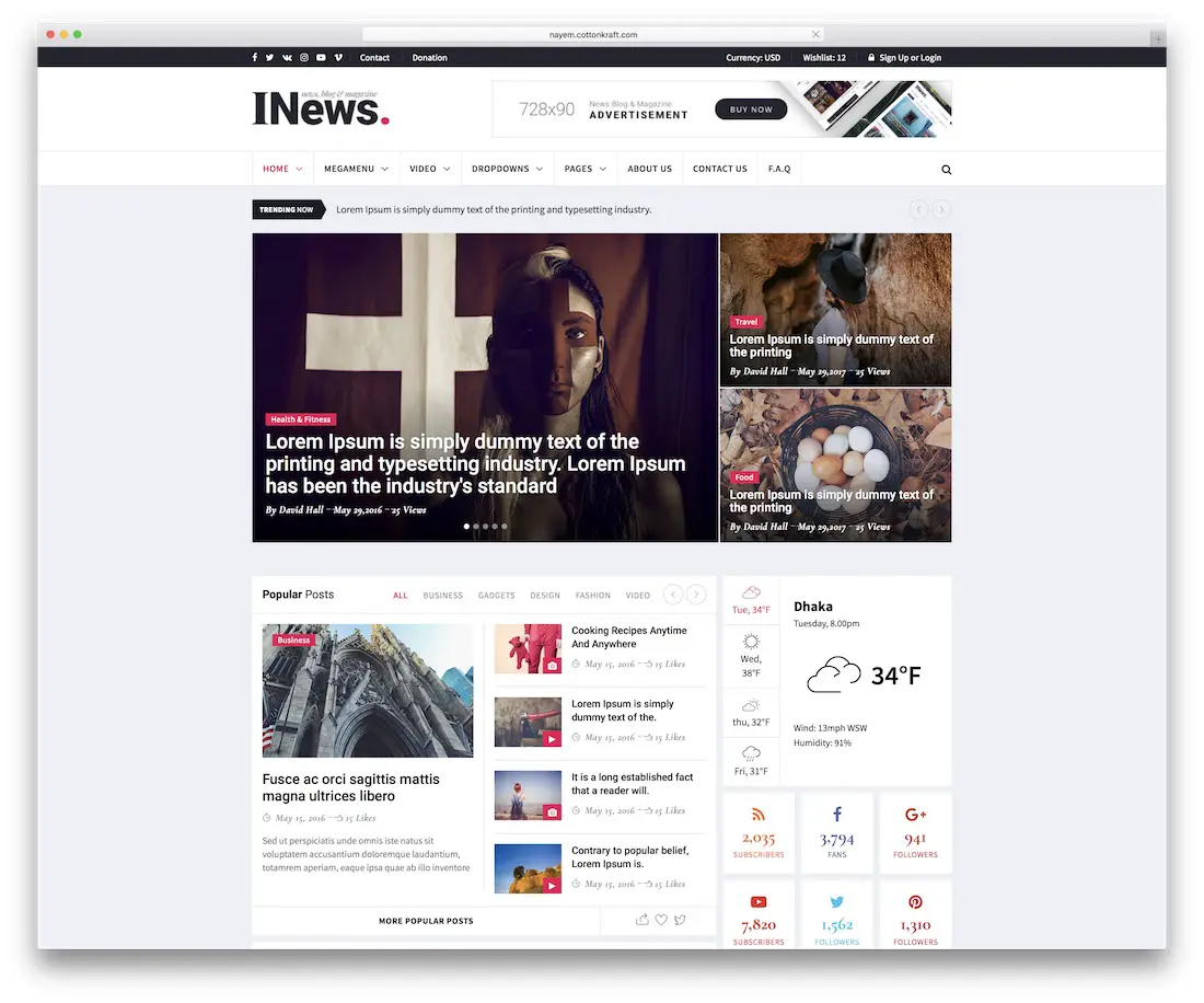 modèle de site Web i-news blog