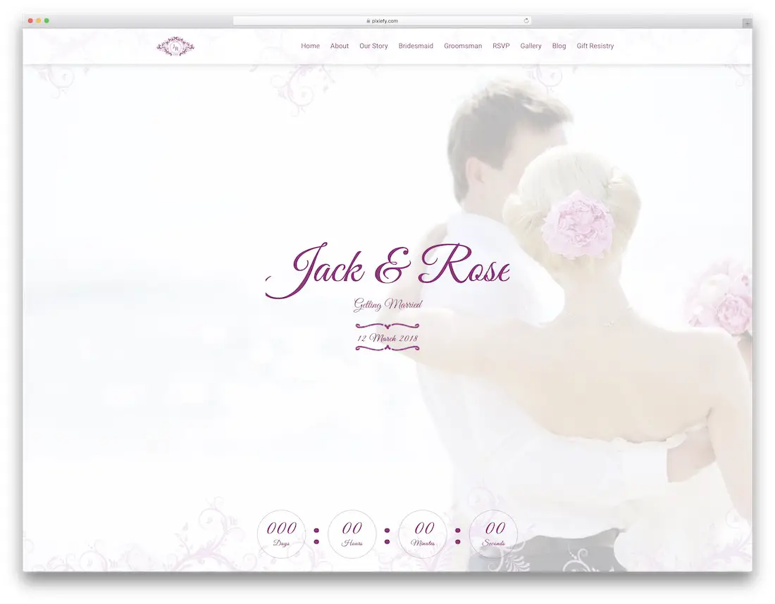 le modèle de site de mariage coeur html