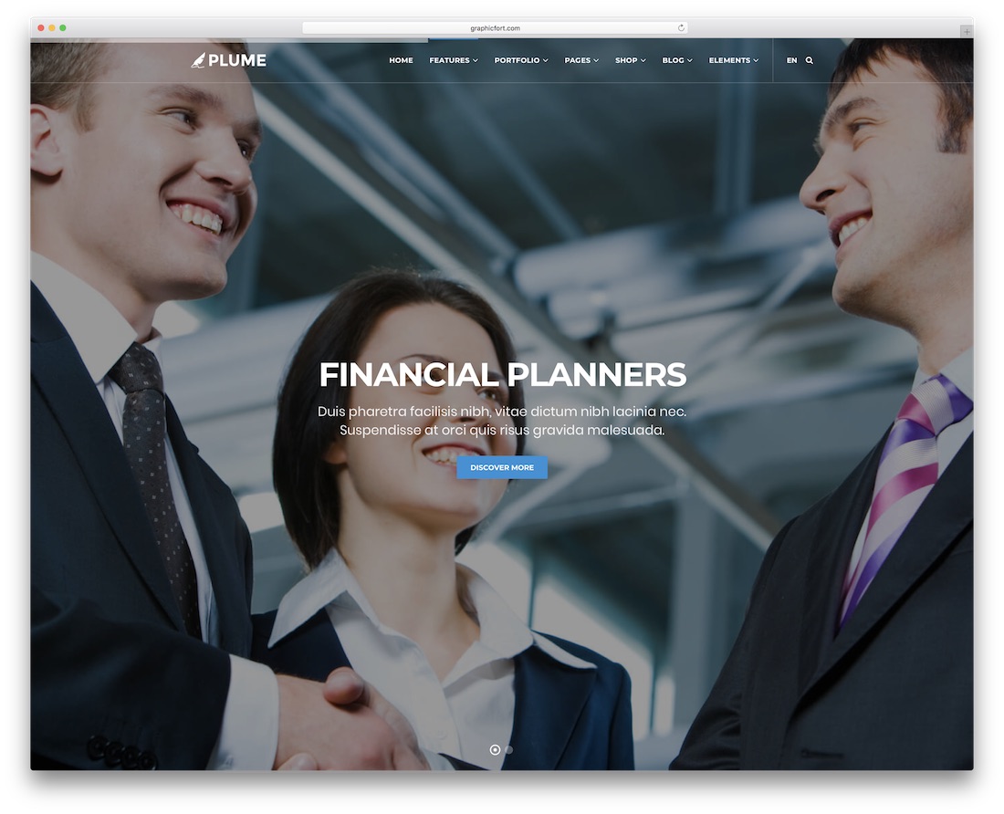 modèle de site Web financier panache