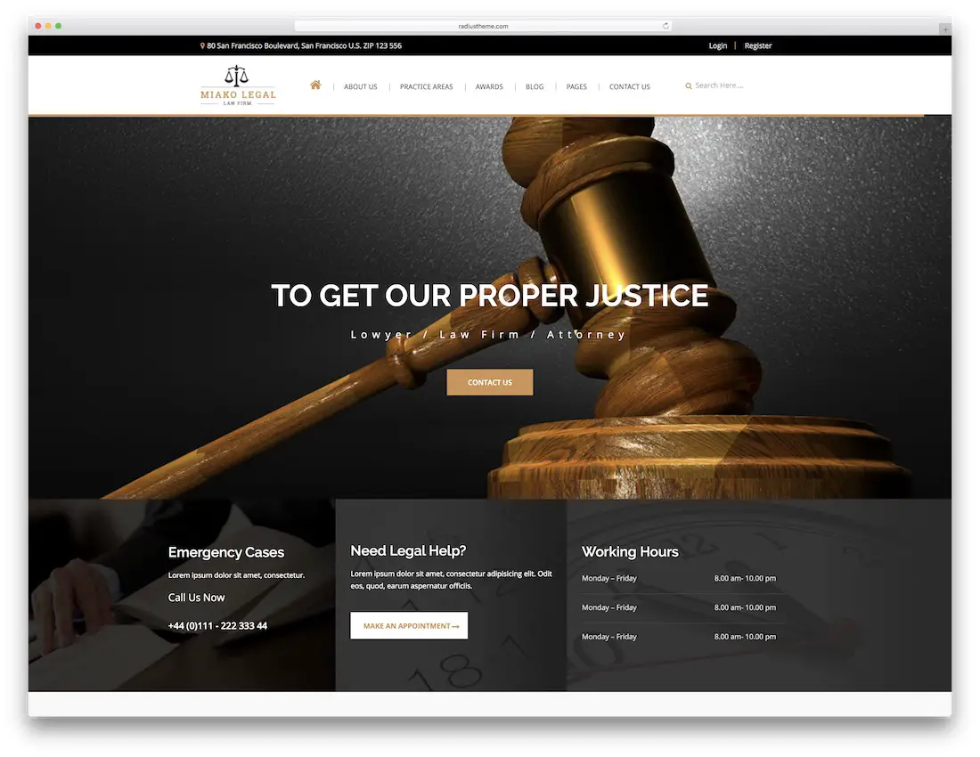 modèle de site Web avocat miako