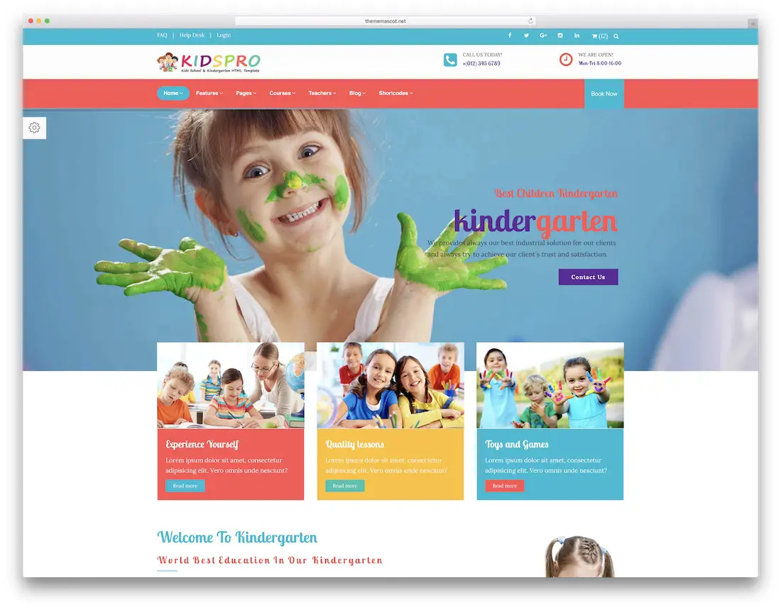 modèle de site web pour enfants pro school