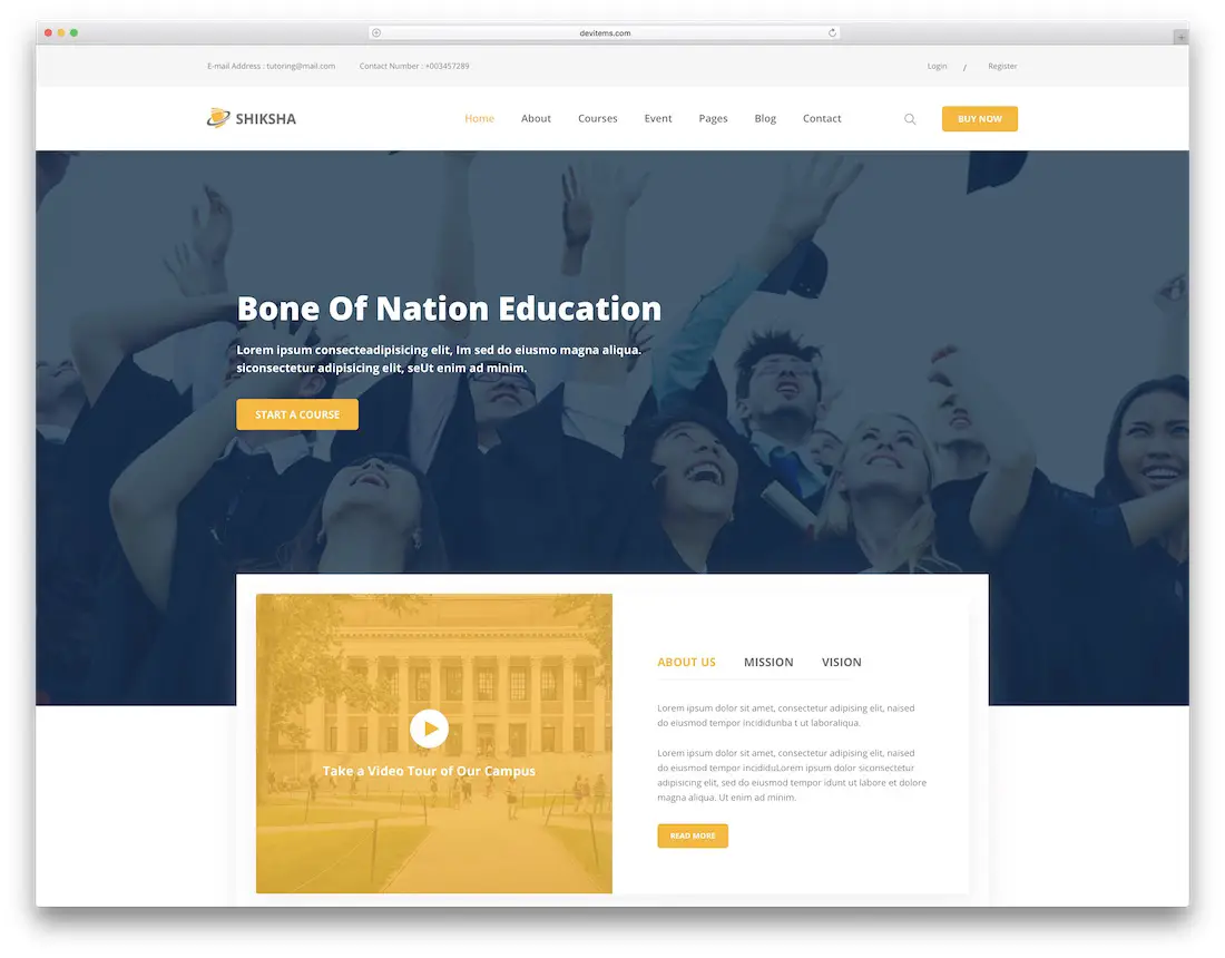 modèle de site Web d'école shiksha