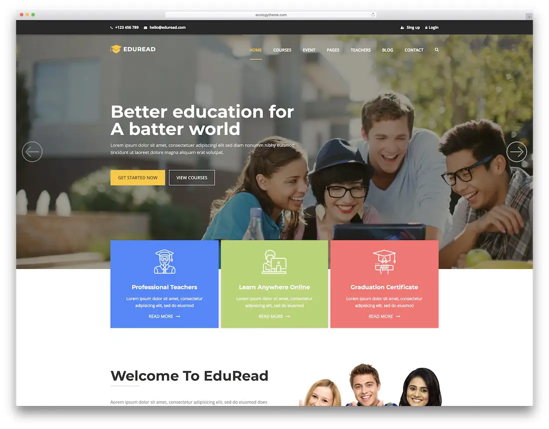 modèle de site Web eduread school