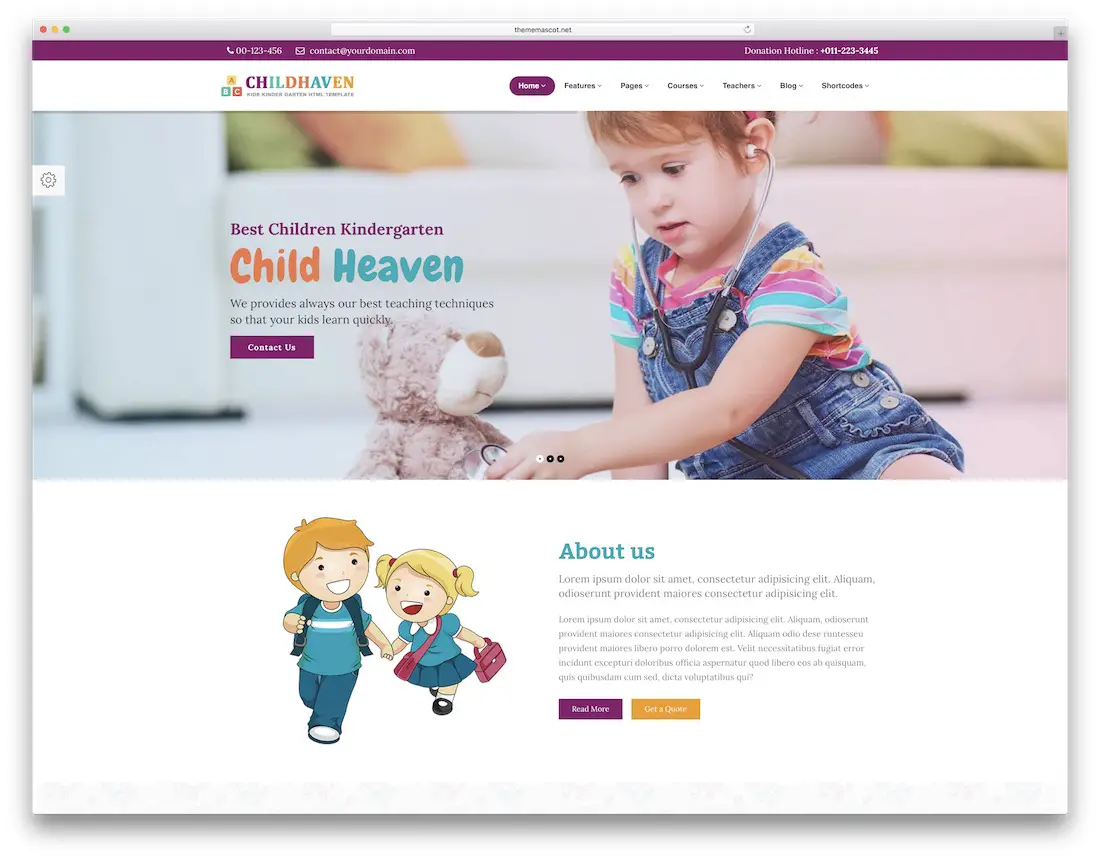 modèle de site Web d'école de paradis pour enfants