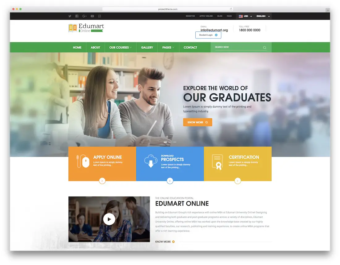modèle de site Web edumart school