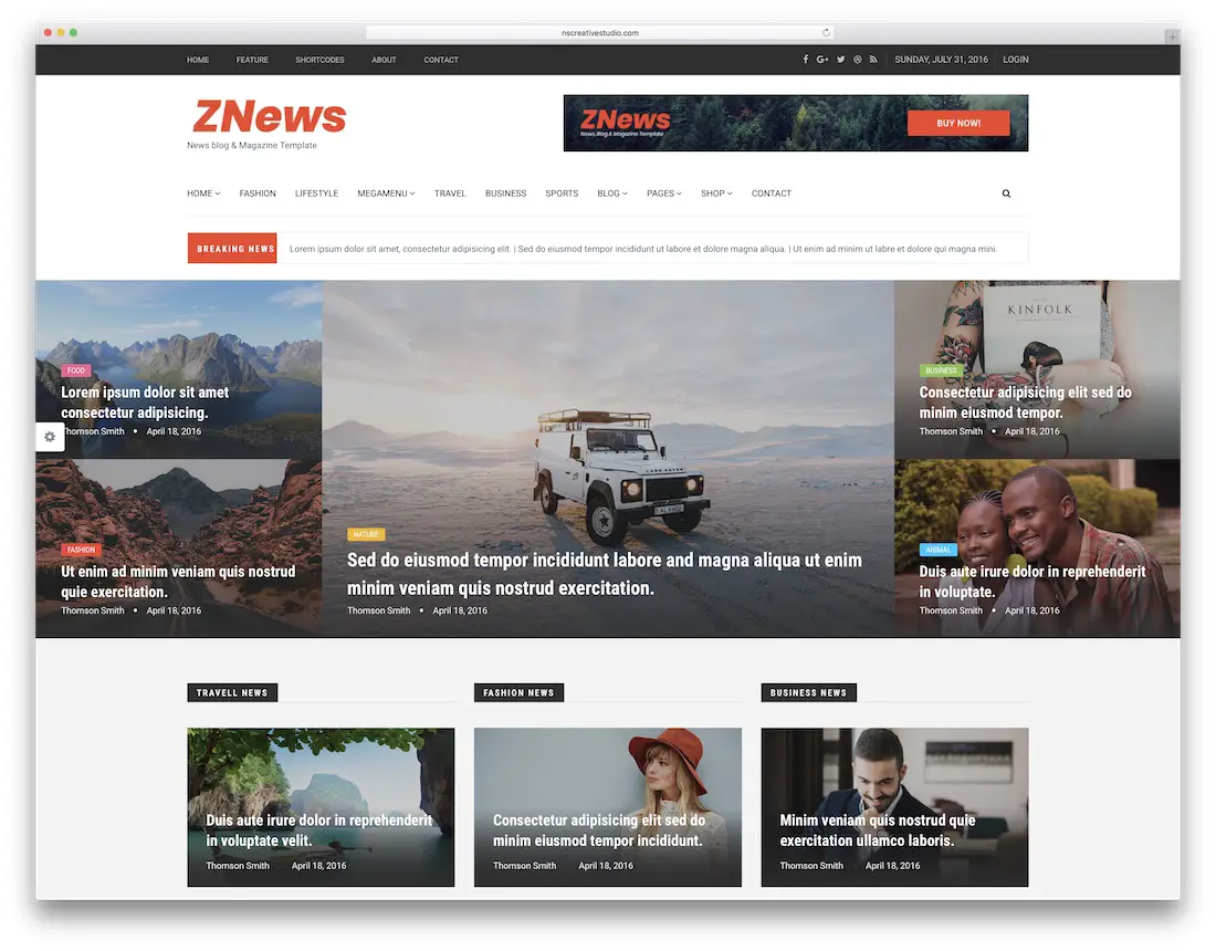 modèle de site Web de mode znews