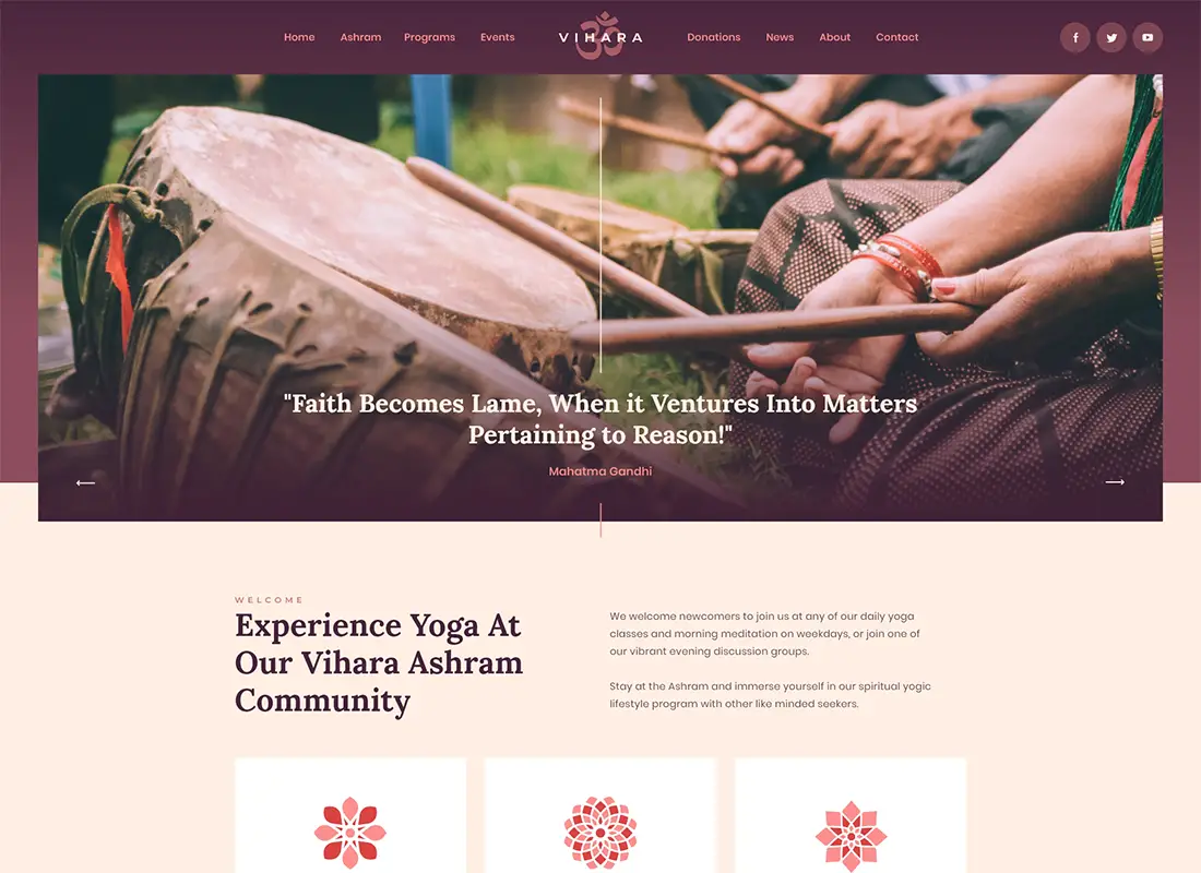 Vihara | Thème WordPress du temple bouddhiste de l'ashram