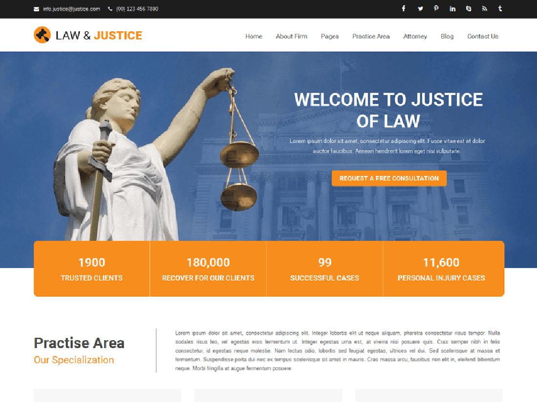 Justice WordPress Theme for Law Sites Web