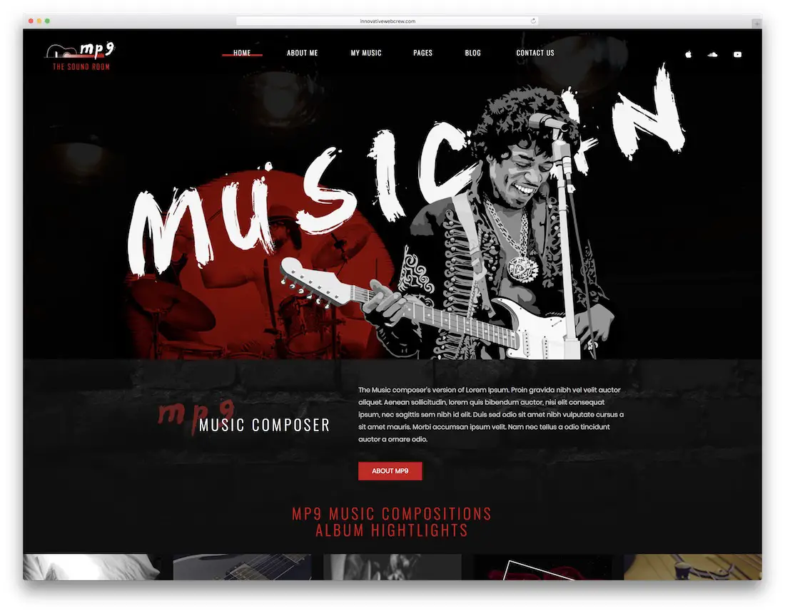 modèle de site web musicien mp9