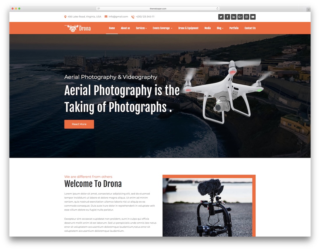 modèle de site Web vidéo drona