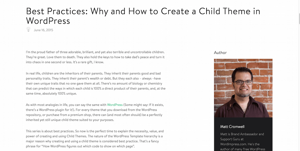 Meilleures pratiques - Pourquoi et comment créer un thème pour enfants dans WordPress