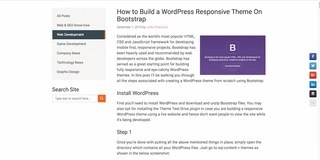 Comment construire un thème sensible WordPress sur Bootstrap