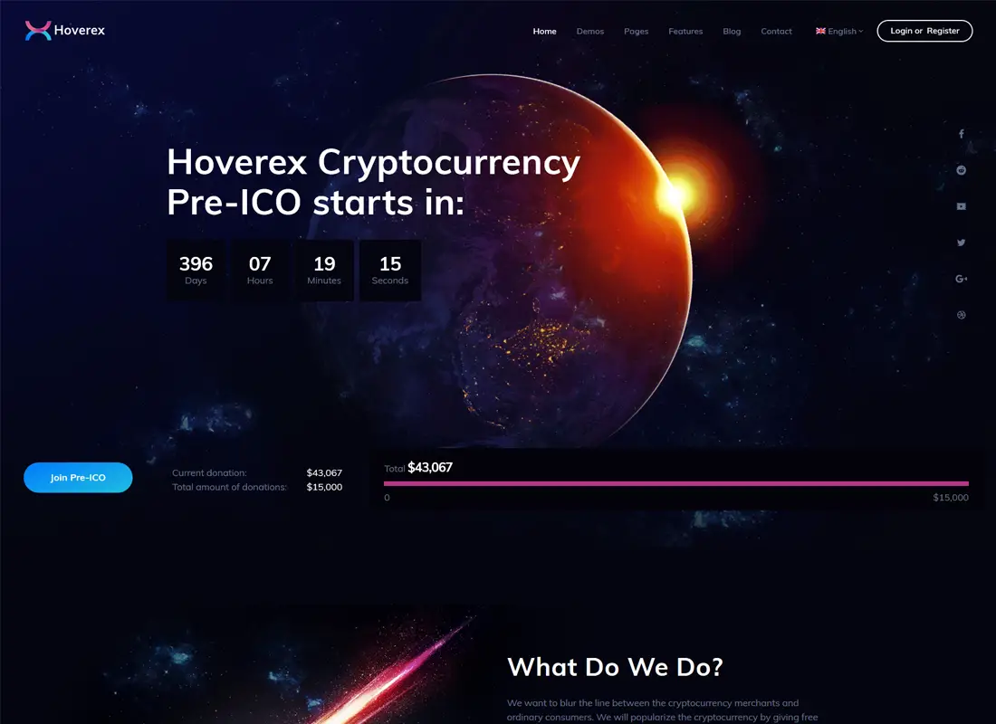 Hoverex | Cryptocurrency & ICO Thème WordPress + Espagnol