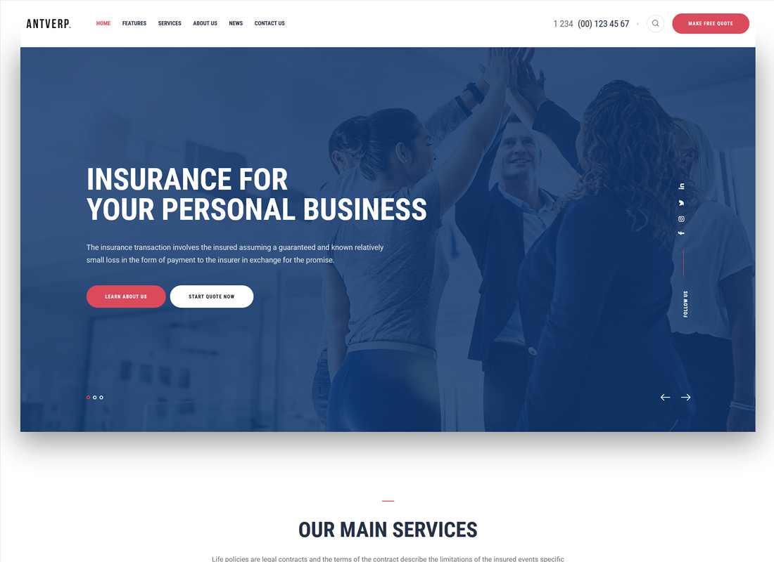 Antverp | Un thème WordPress sur les assurances et les conseils financiers