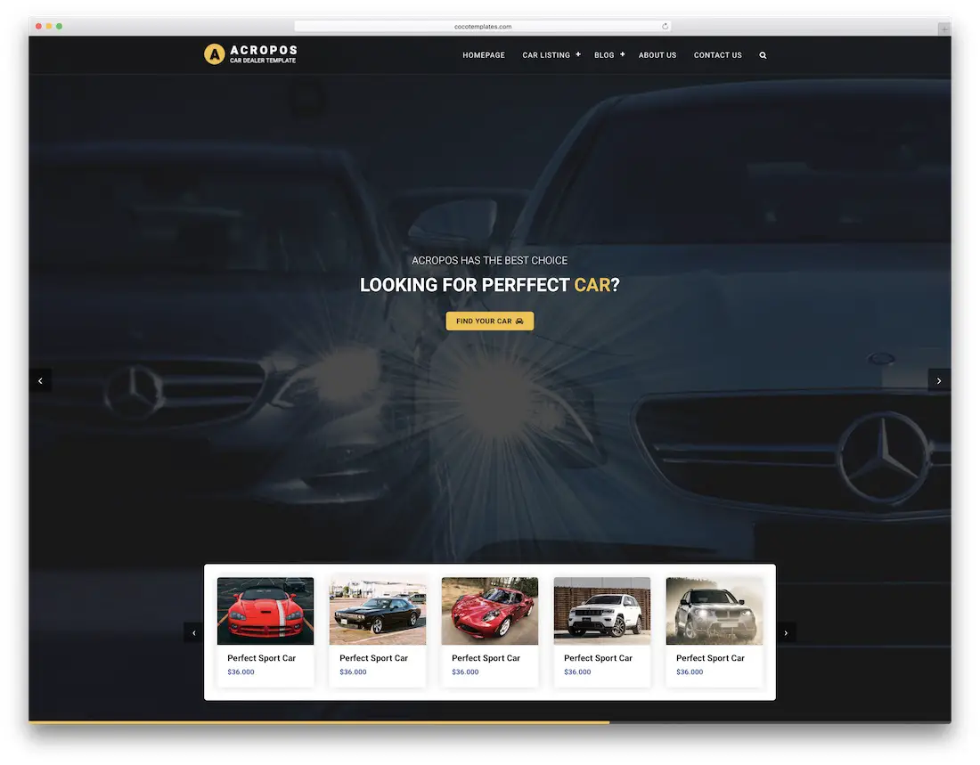 modèle de site Web automobile acropos
