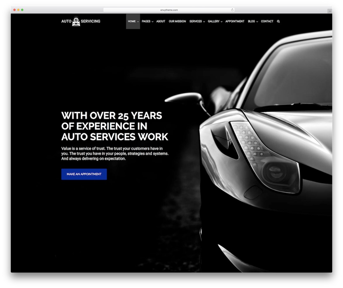 modèle de site Web automobile à entretien automatique