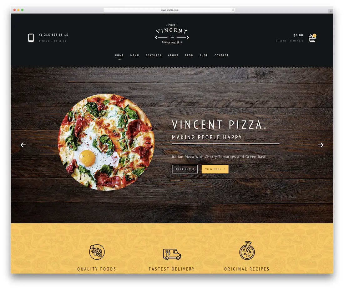 modèle de site alimentaire pizza café