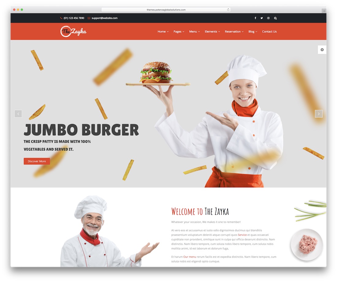 le modèle de site Web de nourriture zayka