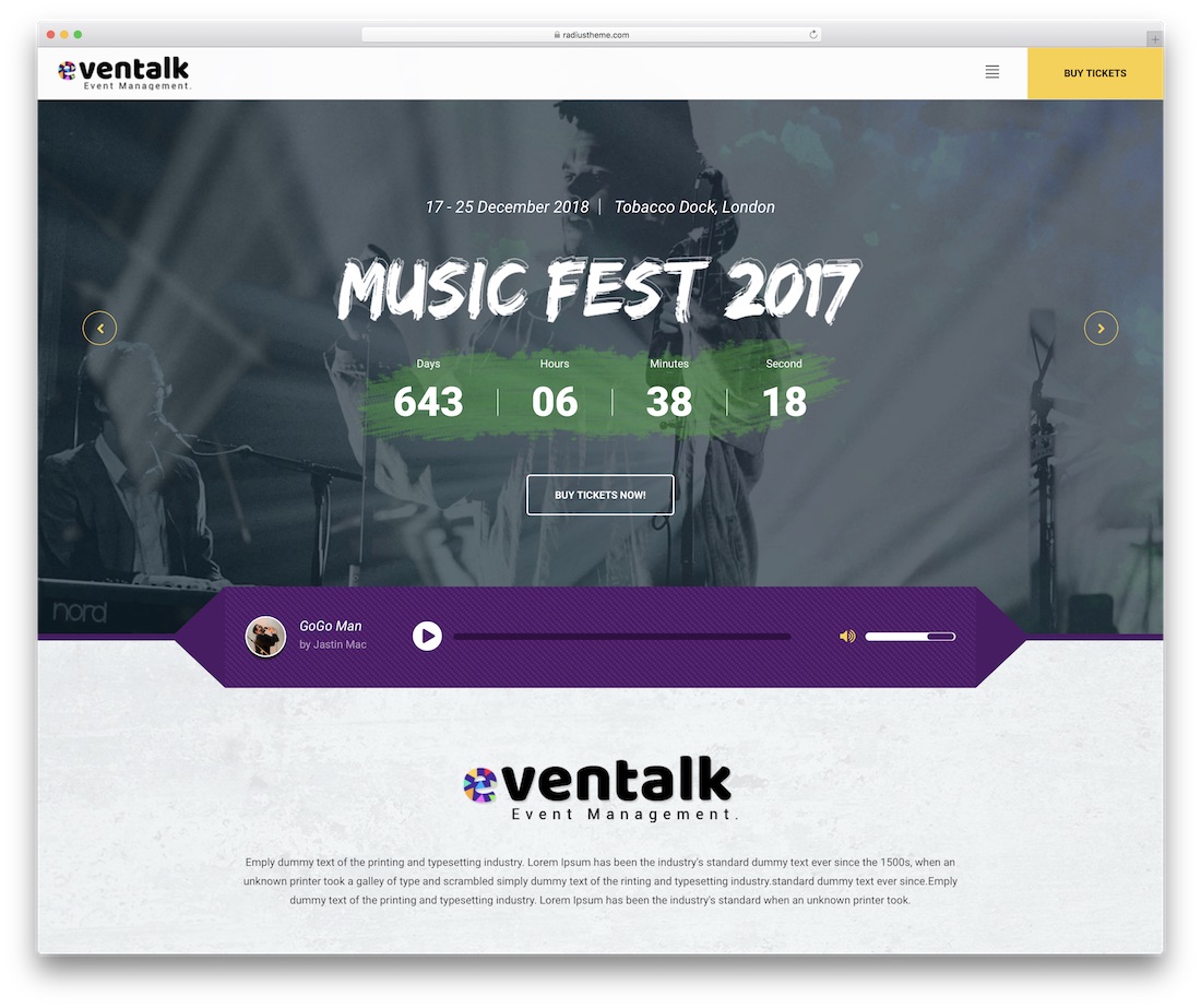 modèle de site Web d'événement eventtalk