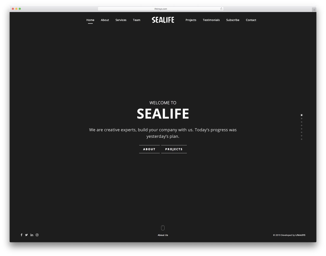 Modèle de site créatif Sealife
